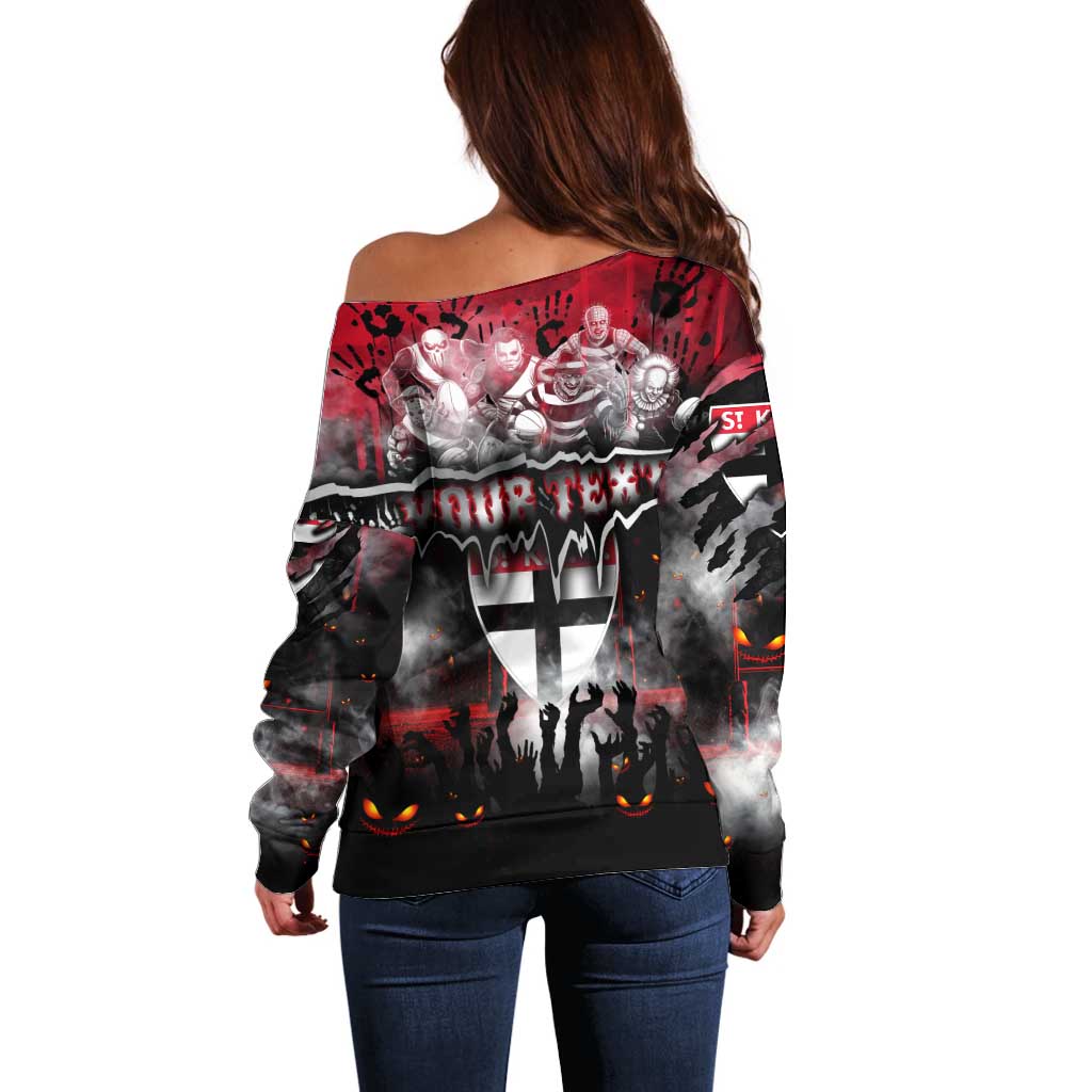 Step Into Horror Domain Saints Football Off Shoulder Sweater Halloween Horror Movie Characters - Aussie Hoodie