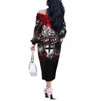 Step Into Horror Domain Saints Football Off The Shoulder Long Sleeve Dress Halloween Horror Movie Characters - Aussie Hoodie