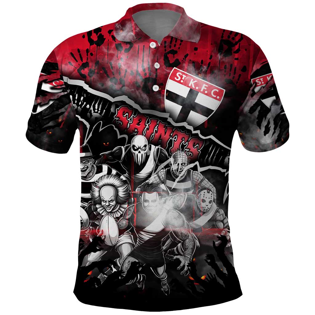 Step Into Horror Domain Saints Football Polo Shirt Halloween Horror Movie Characters - Aussie Hoodie