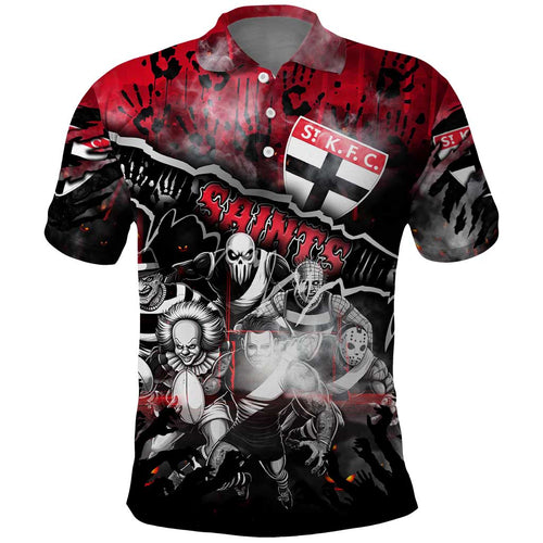 Step Into Horror Domain Saints Football Polo Shirt Halloween Horror Movie Characters - Aussie Hoodie