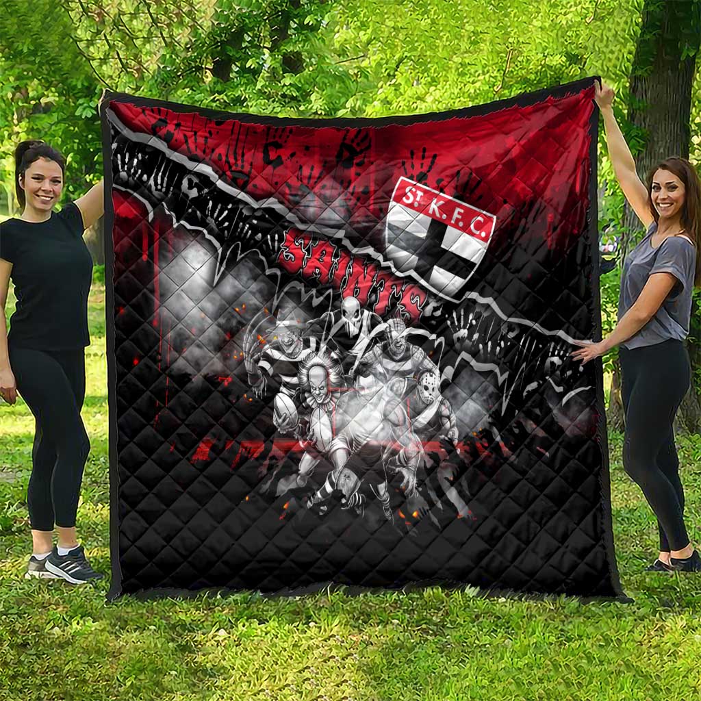 Step Into Horror Domain Saints Football Quilt Halloween Horror Movie Characters - Aussie Hoodie