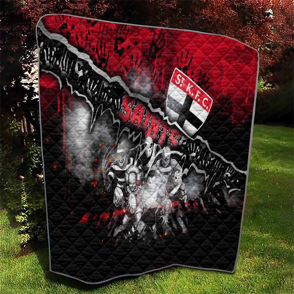Step Into Horror Domain Saints Football Quilt Halloween Horror Movie Characters - Aussie Hoodie