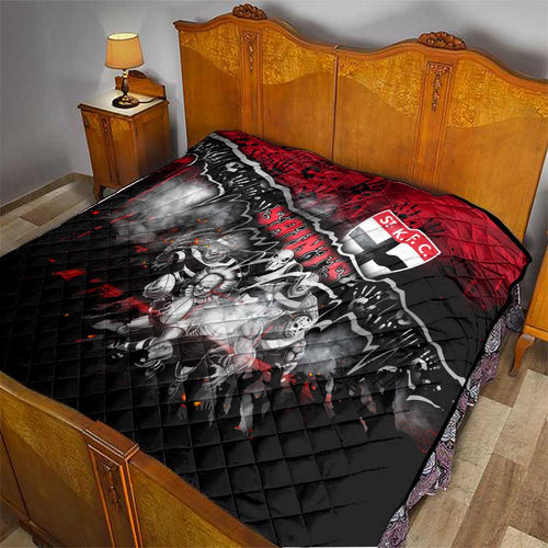 Step Into Horror Domain Saints Football Quilt Halloween Horror Movie Characters - Aussie Hoodie