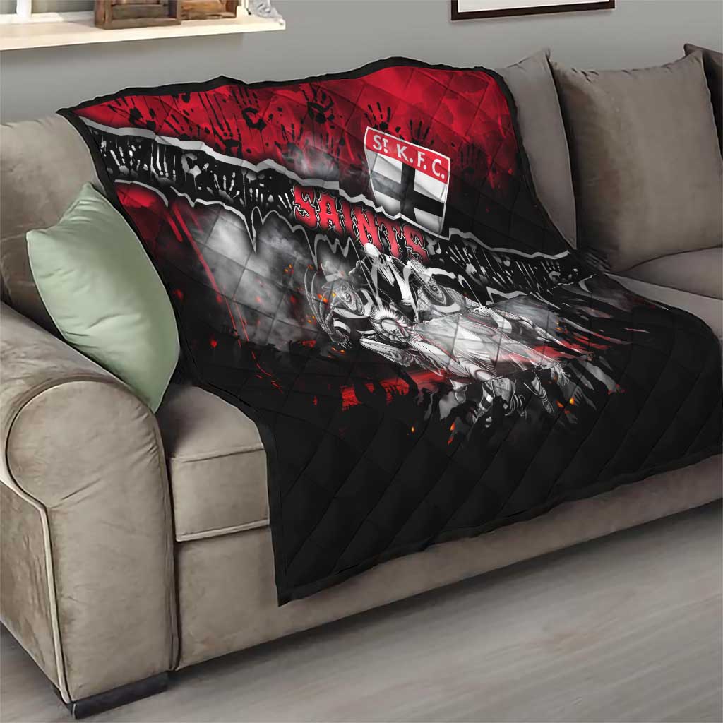 Step Into Horror Domain Saints Football Quilt Halloween Horror Movie Characters - Aussie Hoodie