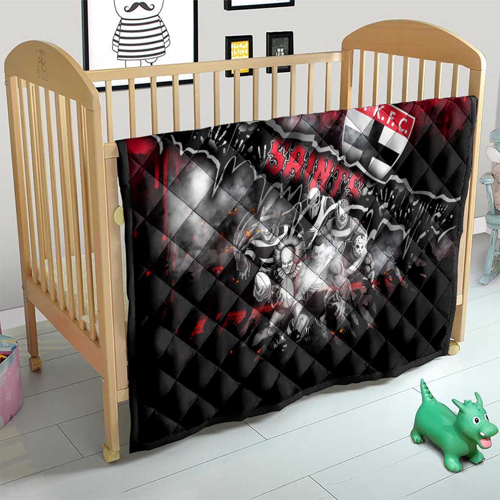 Step Into Horror Domain Saints Football Quilt Halloween Horror Movie Characters - Aussie Hoodie