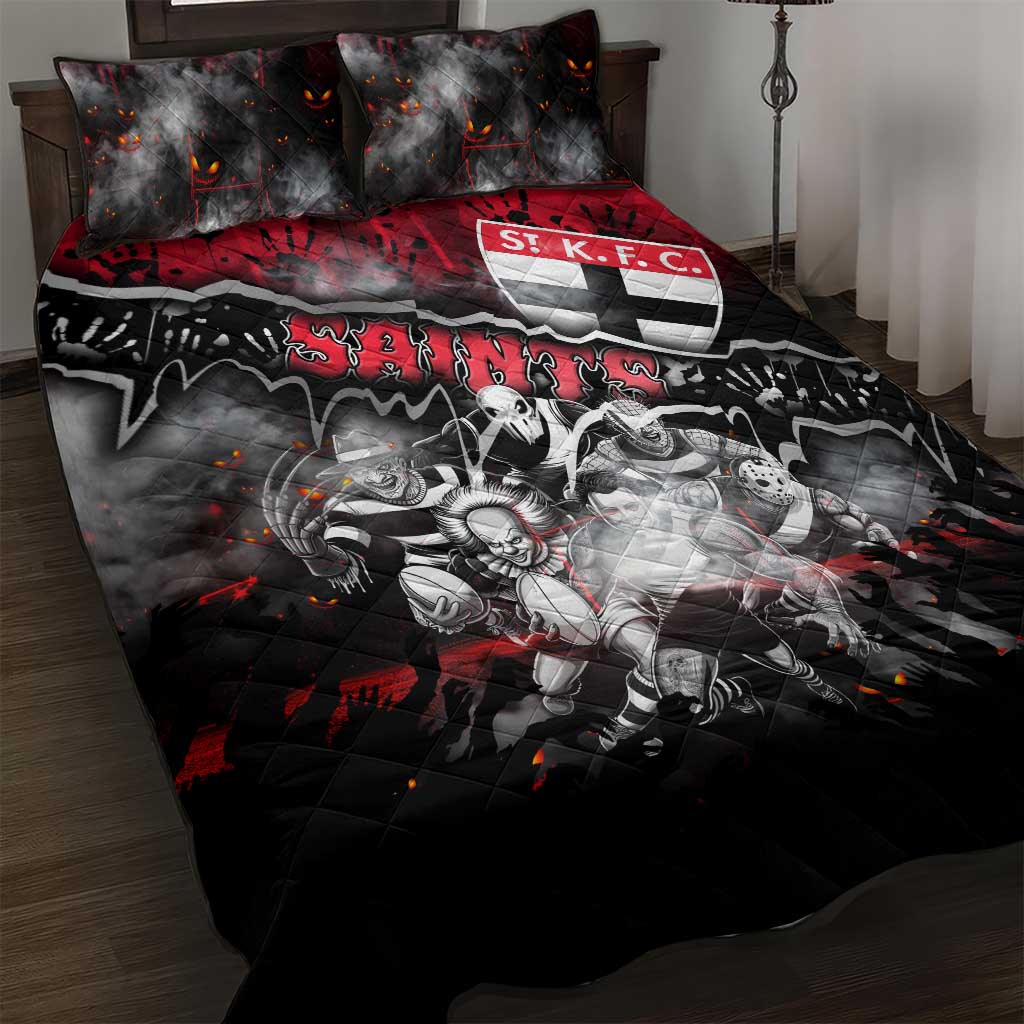 Step Into Horror Domain Saints Football Quilt Bed Set Halloween Horror Movie Characters - Aussie Hoodie