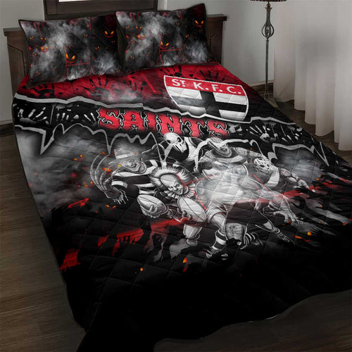 Step Into Horror Domain Saints Football Quilt Bed Set Halloween Horror Movie Characters - Aussie Hoodie
