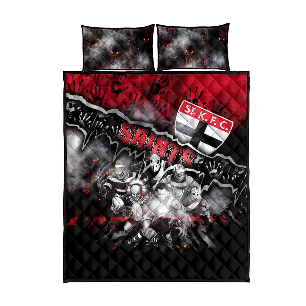 Step Into Horror Domain Saints Football Quilt Bed Set Halloween Horror Movie Characters - Aussie Hoodie