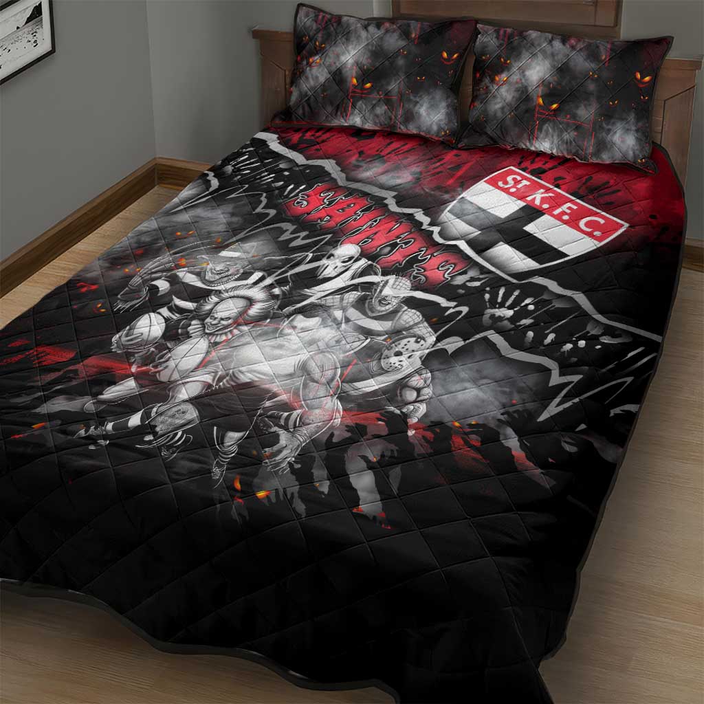 Step Into Horror Domain Saints Football Quilt Bed Set Halloween Horror Movie Characters - Aussie Hoodie