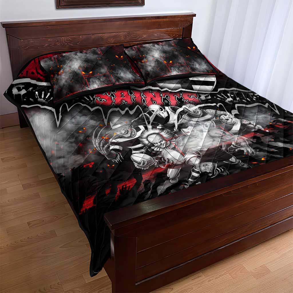 Step Into Horror Domain Saints Football Quilt Bed Set Halloween Horror Movie Characters - Aussie Hoodie