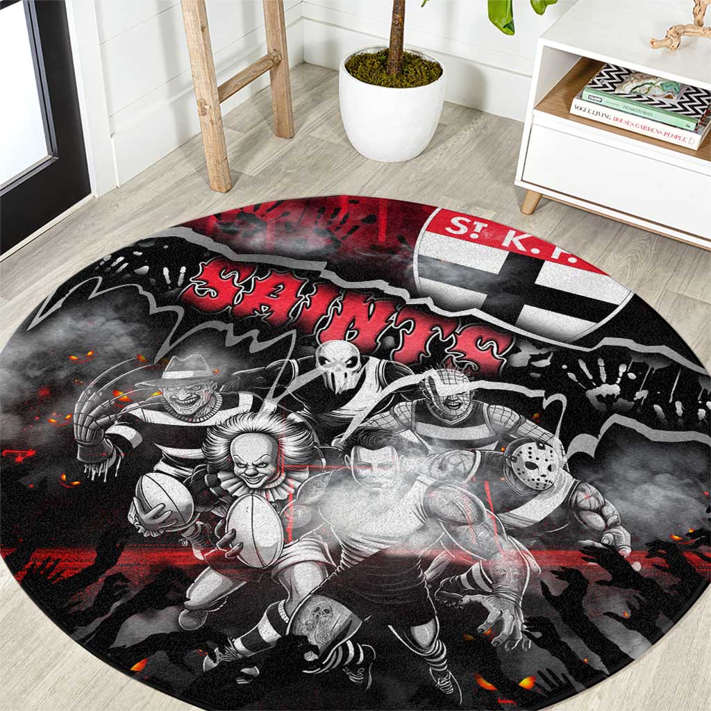 Step Into Horror Domain Saints Football Round Carpet Halloween Horror Movie Characters - Aussie Hoodie