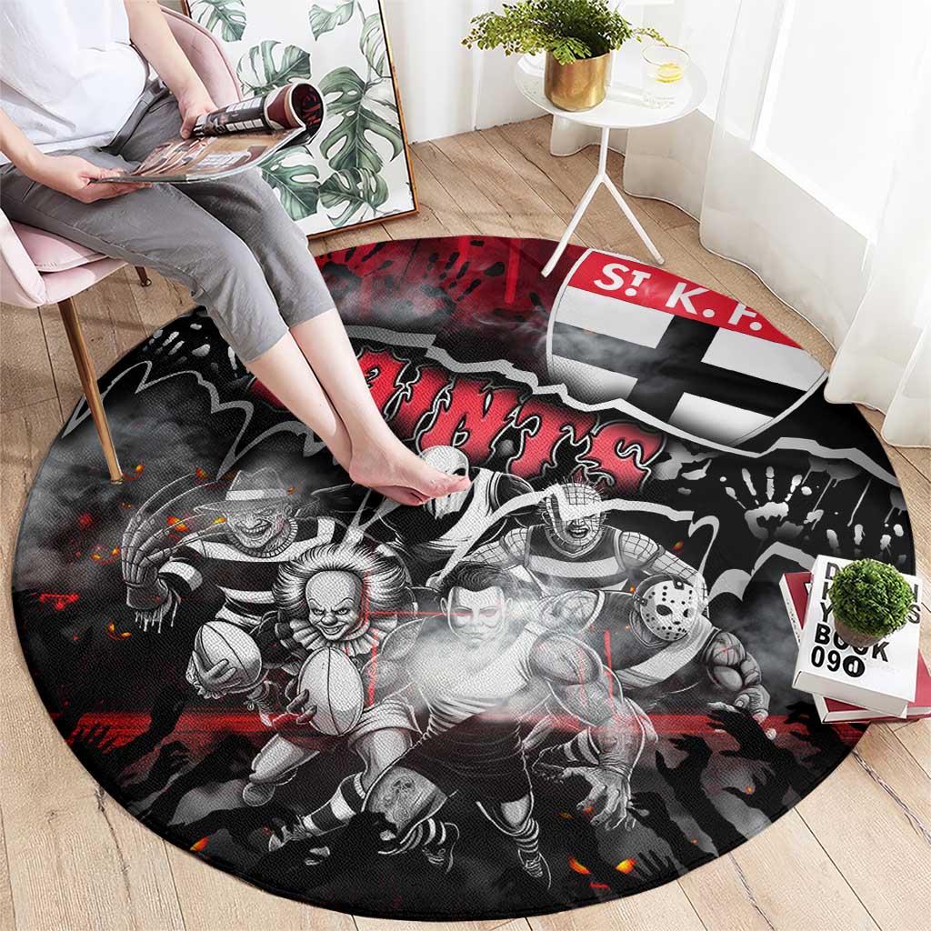 Step Into Horror Domain Saints Football Round Carpet Halloween Horror Movie Characters - Aussie Hoodie