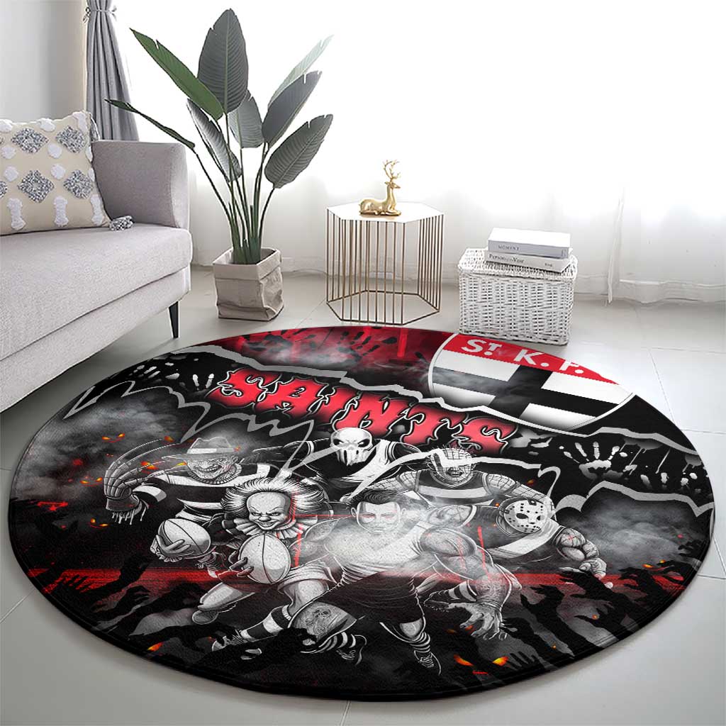 Step Into Horror Domain Saints Football Round Carpet Halloween Horror Movie Characters - Aussie Hoodie