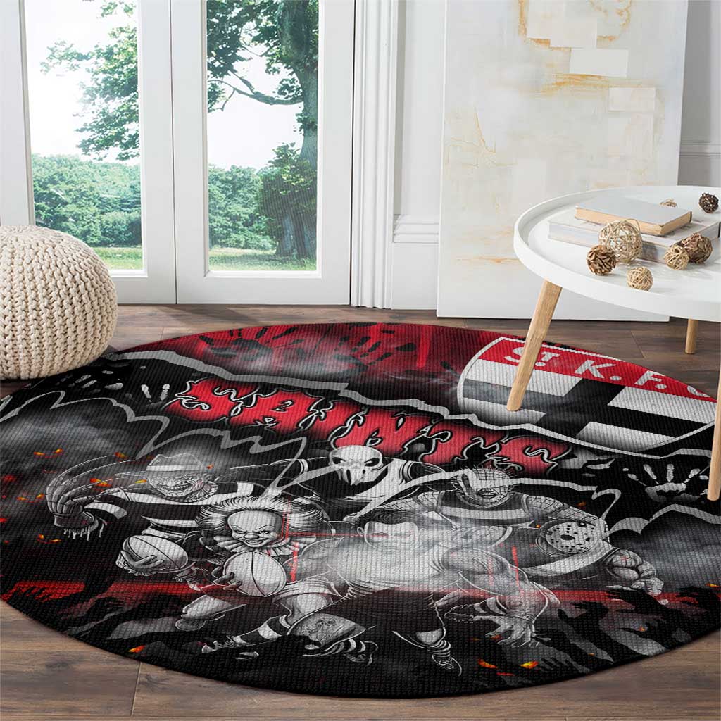 Step Into Horror Domain Saints Football Round Carpet Halloween Horror Movie Characters - Aussie Hoodie