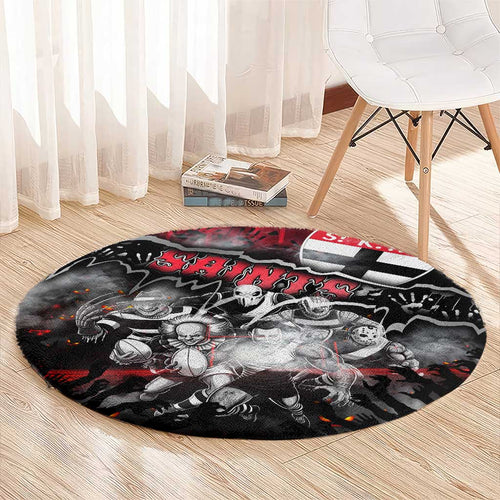 Step Into Horror Domain Saints Football Round Carpet Halloween Horror Movie Characters - Aussie Hoodie