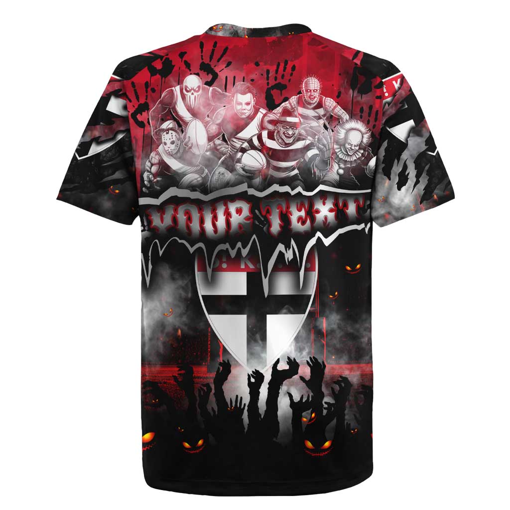 Step Into Horror Domain Saints Football Rugby Jersey Halloween Horror Movie Characters - Aussie Hoodie