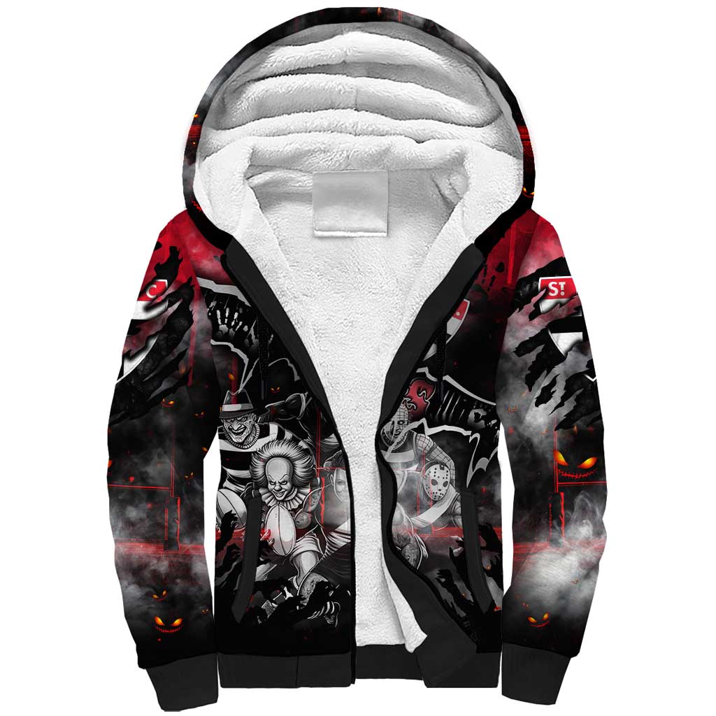 Step Into Horror Domain Saints Football Sherpa Hoodie Halloween Horror Movie Characters - Aussie Hoodie