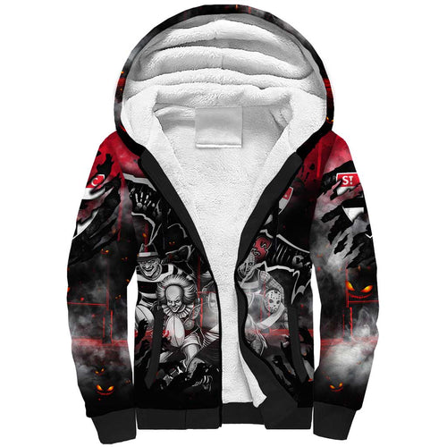 Step Into Horror Domain Saints Football Sherpa Hoodie Halloween Horror Movie Characters - Aussie Hoodie