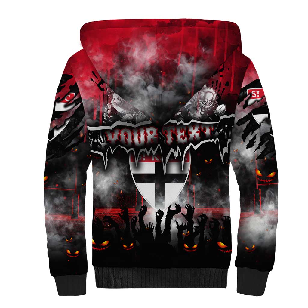 Step Into Horror Domain Saints Football Sherpa Hoodie Halloween Horror Movie Characters - Aussie Hoodie