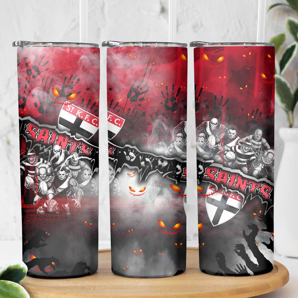 Step Into Horror Domain Saints Football Skinny Tumbler Halloween Horror Movie Characters - Aussie Hoodie