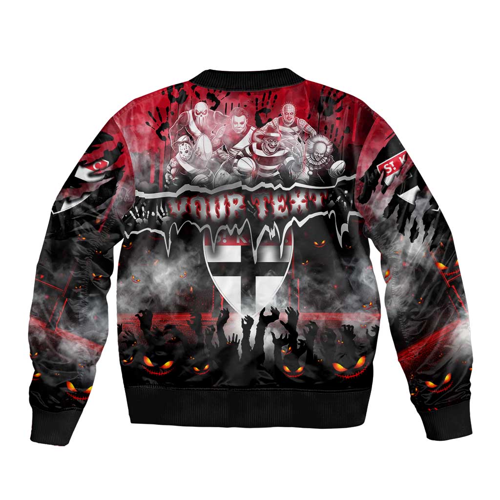 Step Into Horror Domain Saints Football Sleeve Zip Bomber Jacket Halloween Horror Movie Characters - Aussie Hoodie