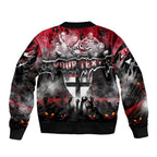 Step Into Horror Domain Saints Football Sleeve Zip Bomber Jacket Halloween Horror Movie Characters - Aussie Hoodie
