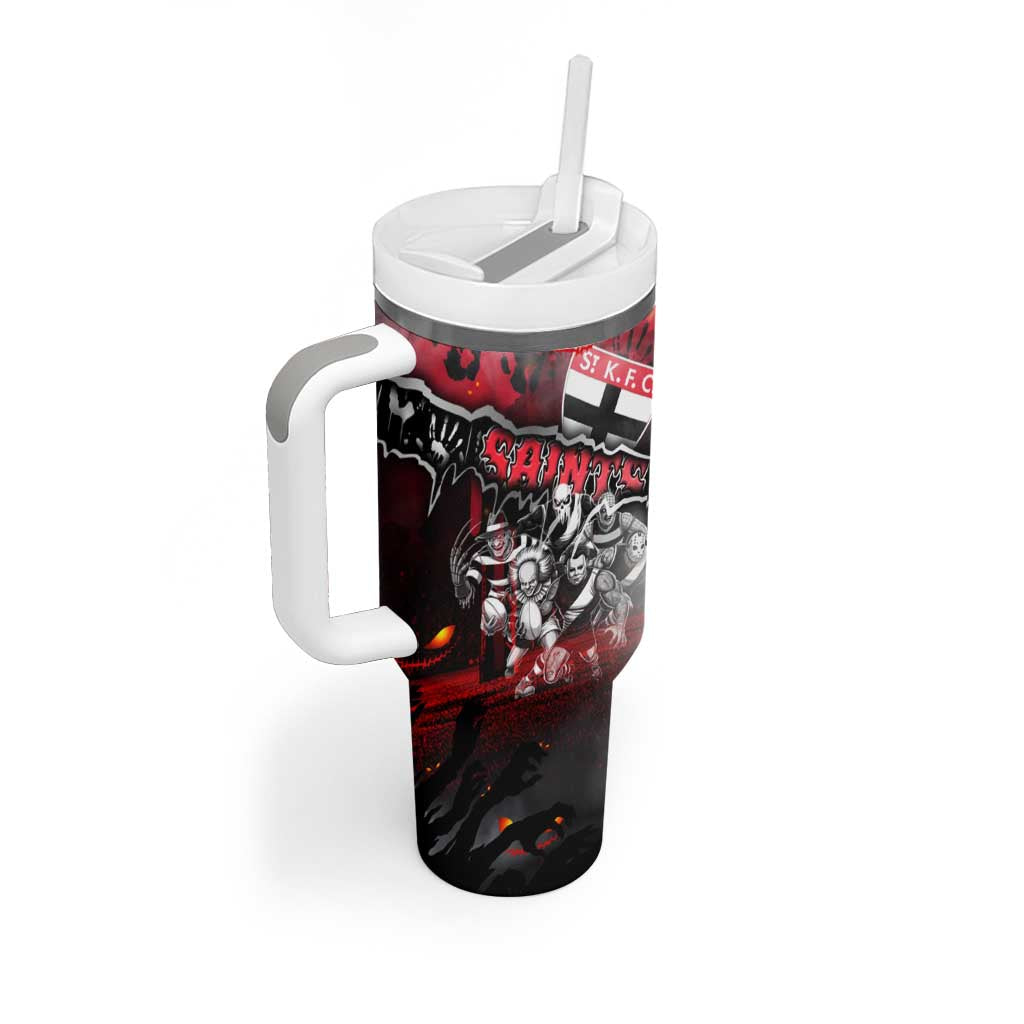 Step Into Horror Domain Saints Football Tumbler With Handle Halloween Horror Movie Characters - Aussie Hoodie