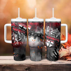 Step Into Horror Domain Saints Football Tumbler With Handle Halloween Horror Movie Characters - Aussie Hoodie