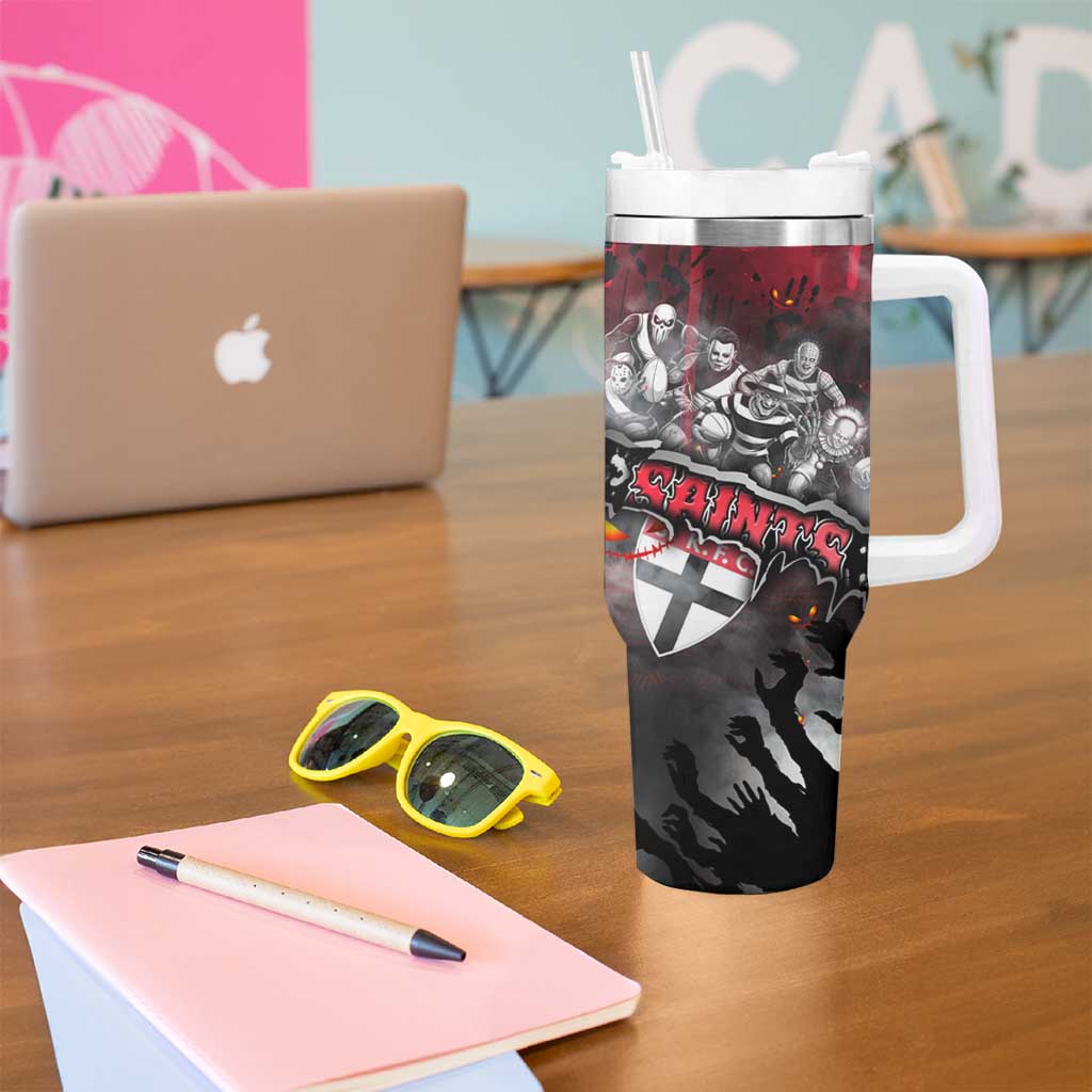 Step Into Horror Domain Saints Football Tumbler With Handle Halloween Horror Movie Characters - Aussie Hoodie