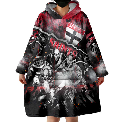 Step Into Horror Domain Saints Football Wearable Blanket Hoodie Halloween Horror Movie Characters - Aussie Hoodie