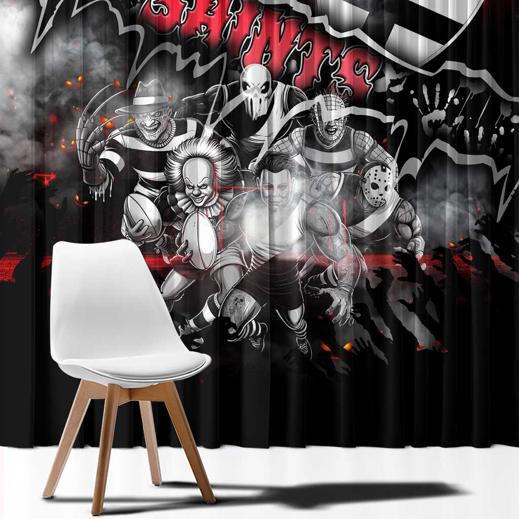 Step Into Horror Domain Saints Football Window Curtain Halloween Horror Movie Characters - Aussie Hoodie