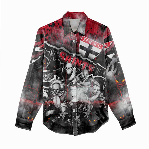Step Into Horror Domain Saints Football Women Casual Shirt Halloween Horror Movie Characters - Aussie Hoodie
