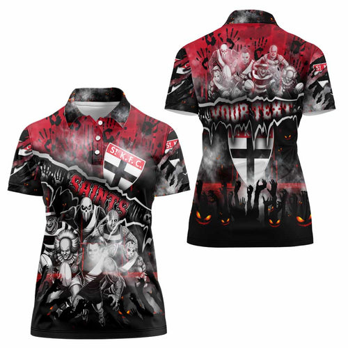 Step Into Horror Domain Saints Football Women Polo Shirt Halloween Horror Movie Characters - Aussie Hoodie