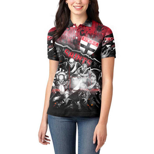 Step Into Horror Domain Saints Football Women Polo Shirt Halloween Horror Movie Characters - Aussie Hoodie