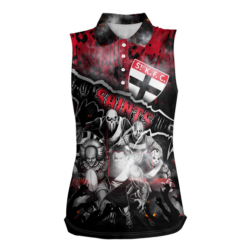 Step Into Horror Domain Saints Football Women Sleeveless Polo Shirt Halloween Horror Movie Characters - Aussie Hoodie