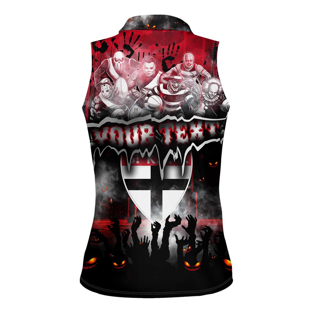 Step Into Horror Domain Saints Football Women Sleeveless Polo Shirt Halloween Horror Movie Characters - Aussie Hoodie