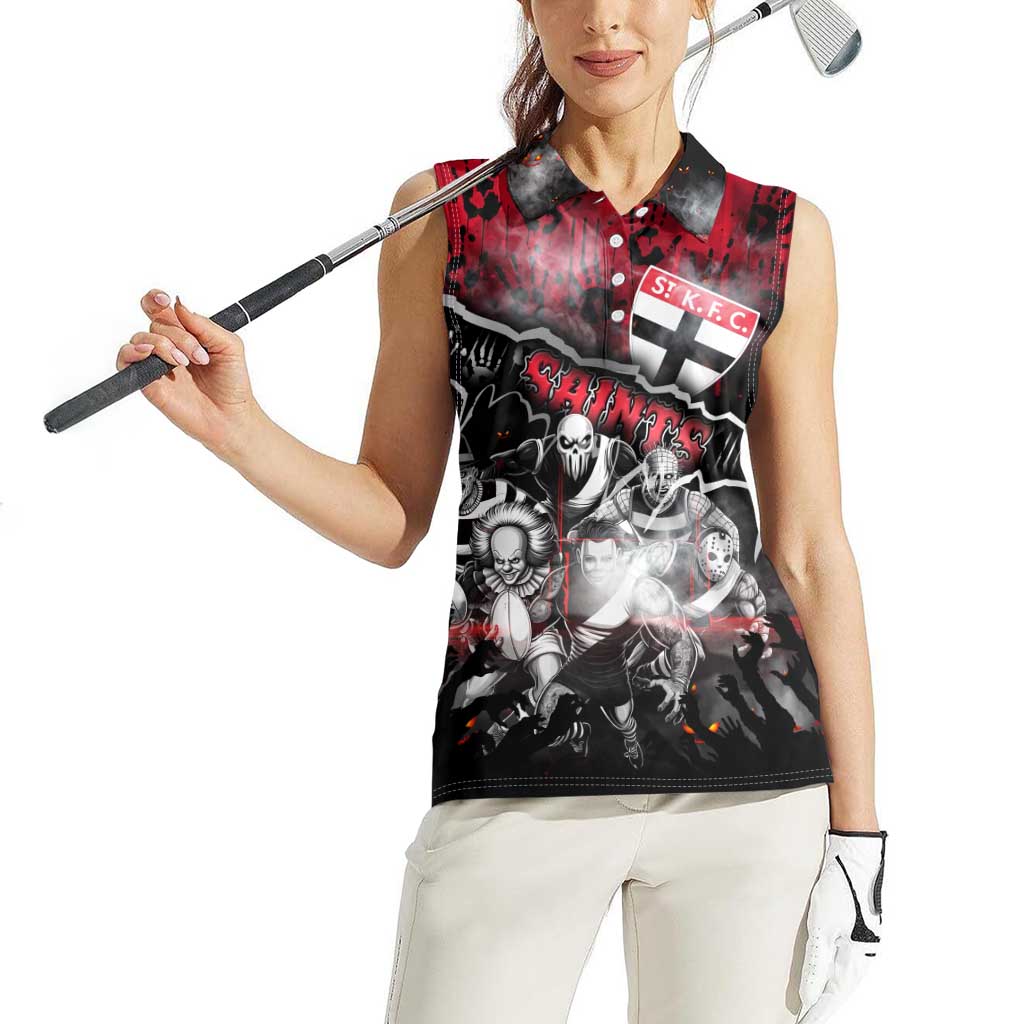 Step Into Horror Domain Saints Football Women Sleeveless Polo Shirt Halloween Horror Movie Characters - Aussie Hoodie