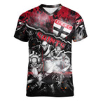 Step Into Horror Domain Saints Football Women V-Neck T-Shirt Halloween Horror Movie Characters - Aussie Hoodie