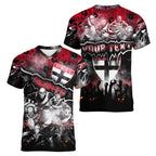 Step Into Horror Domain Saints Football Women V-Neck T-Shirt Halloween Horror Movie Characters - Aussie Hoodie