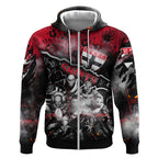 Step Into Horror Domain Saints Football Zip Hoodie Halloween Horror Movie Characters - Aussie Hoodie
