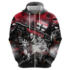 Step Into Horror Domain Saints Football Zip Hoodie Halloween Horror Movie Characters - Aussie Hoodie