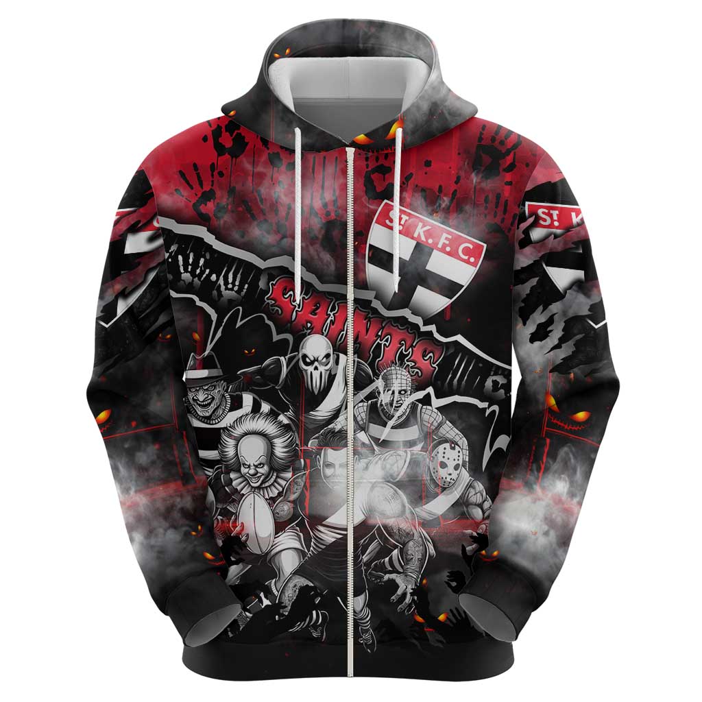 Step Into Horror Domain Saints Football Zip Hoodie Halloween Horror Movie Characters - Aussie Hoodie