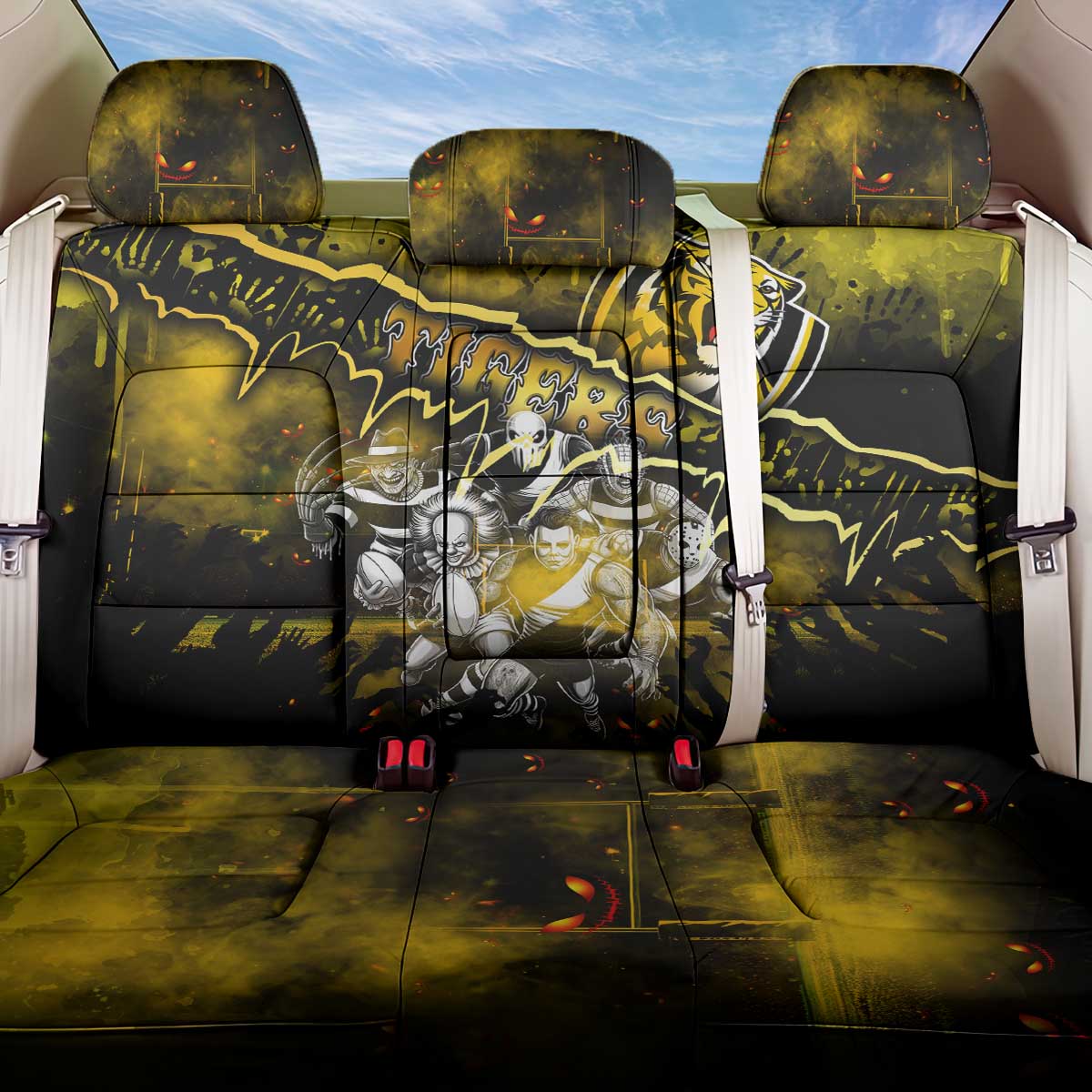 Step Into Horror Domain Tiger Football Back Car Seat Cover Halloween Horror Movie Characters - Aussie Hoodie