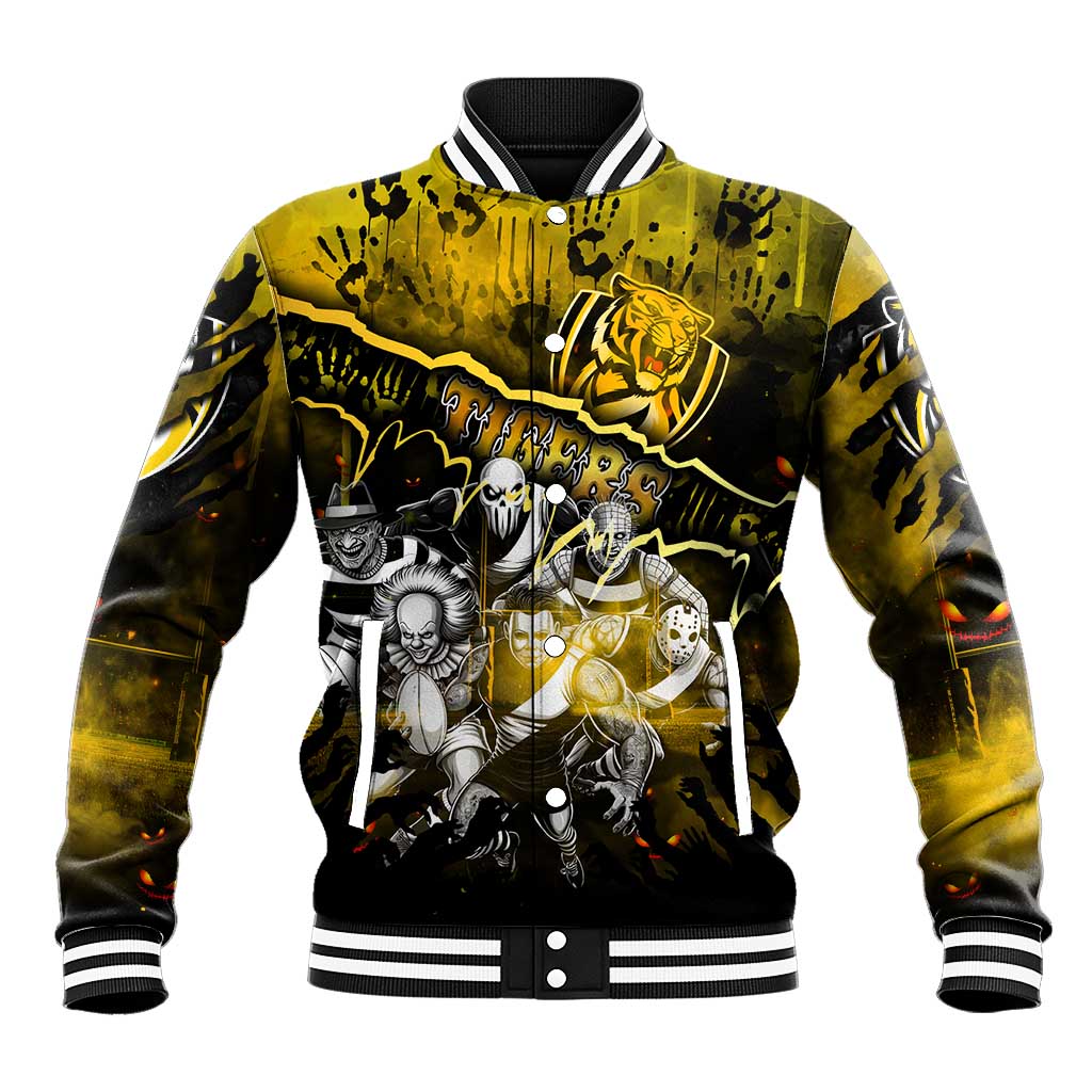 Step Into Horror Domain Tiger Football Baseball Jacket Halloween Horror Movie Characters - Aussie Hoodie