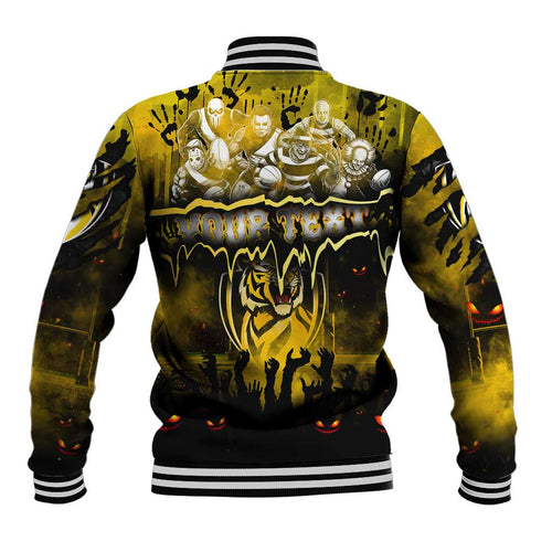 Step Into Horror Domain Tiger Football Baseball Jacket Halloween Horror Movie Characters - Aussie Hoodie