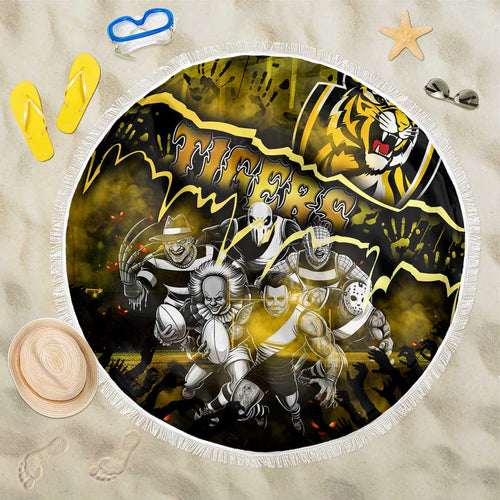 Step Into Horror Domain Tiger Football Beach Blanket Halloween Horror Movie Characters - Aussie Hoodie