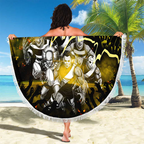 Step Into Horror Domain Tiger Football Beach Blanket Halloween Horror Movie Characters - Aussie Hoodie