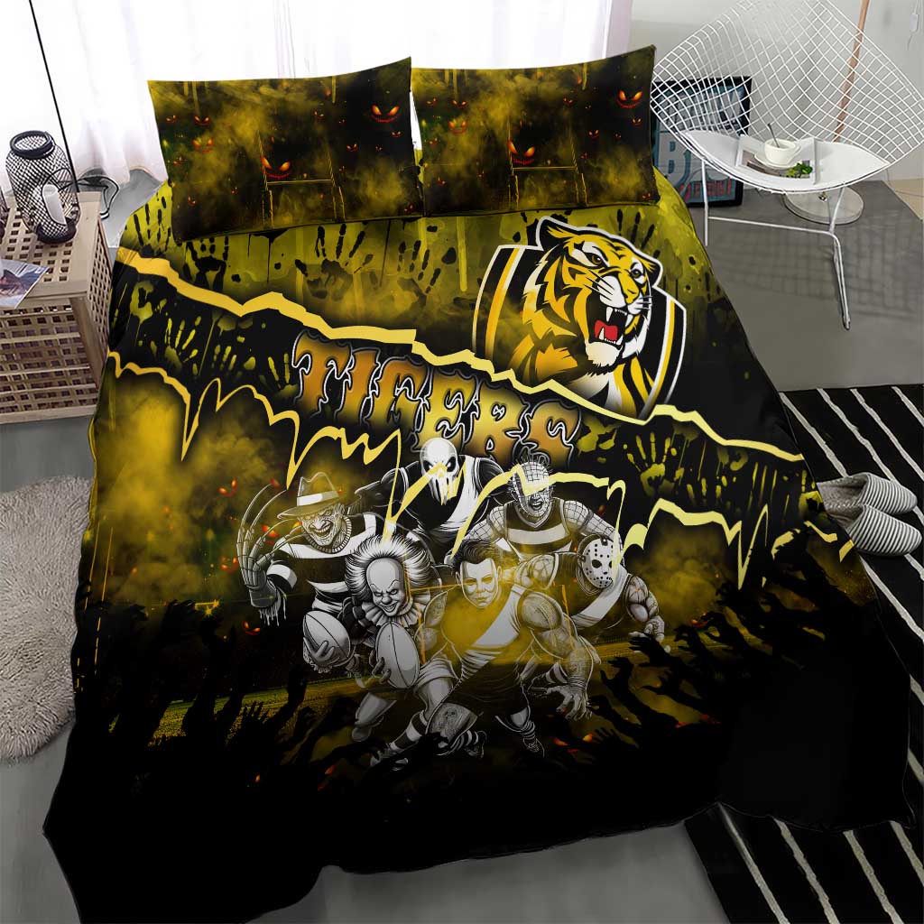 Step Into Horror Domain Tiger Football Bedding Set Halloween Horror Movie Characters - Aussie Hoodie