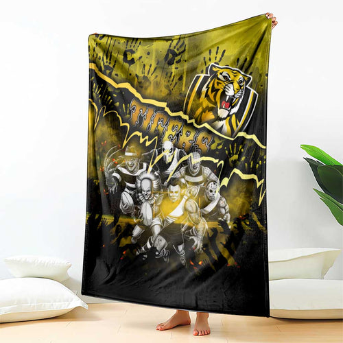 Step Into Horror Domain Tiger Football Blanket Halloween Horror Movie Characters - Aussie Hoodie