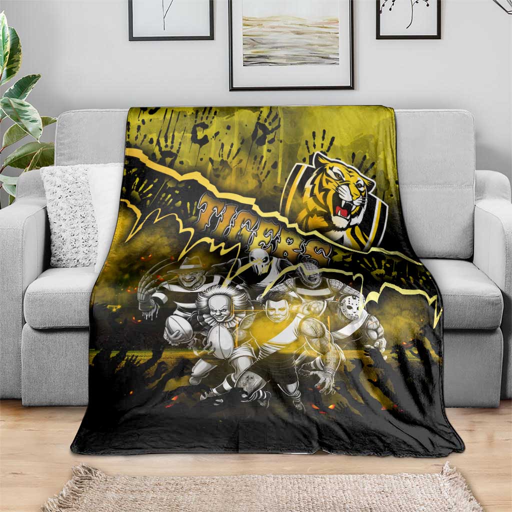 Step Into Horror Domain Tiger Football Blanket Halloween Horror Movie Characters - Aussie Hoodie